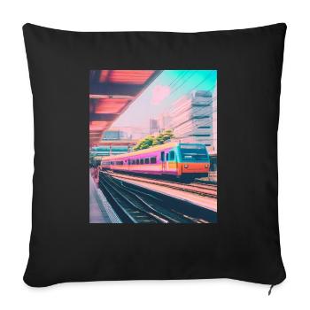 Train Japan Railway Station - Sofa pillowcase 17,3'' x 17,3'' (45 x 45 cm) - black - Front