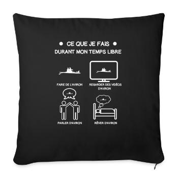 cadeau aviron temps libre - Housse de coussin décorative 45 x 45 cm - noir - Devant