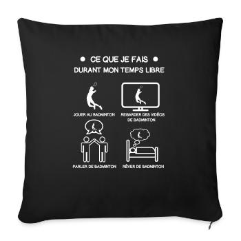cadeau badminton temps libre - Housse de coussin décorative 45 x 45 cm - noir - Devant