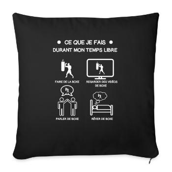 cadeau boxe temps libre - Housse de coussin décorative 45 x 45 cm - noir - Devant