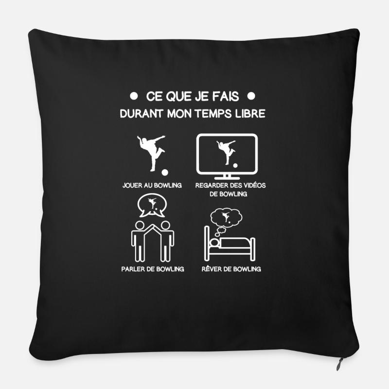 cadeau bowling temps libre - Housse de coussin décorative 45 x 45 cm - noir