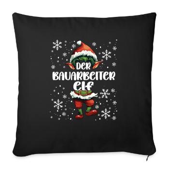 Weihnachtsoutfit Bauarbeiter Elf Wichtel - Sofakissenbezug 45 x 45 cm - Schwarz - Vorne