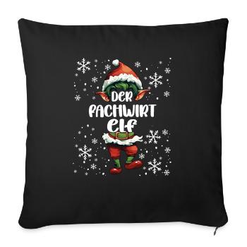 Weihnachtsoutfit Fachwirt Elf Wichtel - Sofakissenbezug 45 x 45 cm - Schwarz - Vorne