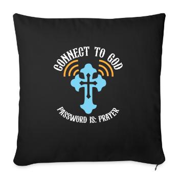 Connectez-vous à Dieu J'aime Jésus Écriture du croyant - Housse de coussin décorative 45 x 45 cm - noir - Devant