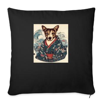Dog Japanese - Sofa pillowcase 17,3'' x 17,3'' (45 x 45 cm) - black - Front