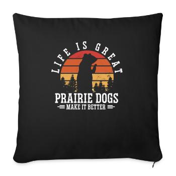 Chien de prairie - Housse de coussin décorative 45 x 45 cm - noir - Devant