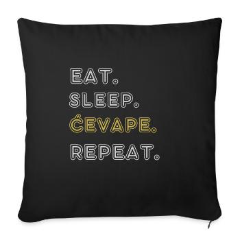 Manger. Dormir. Cevape. Répéter - Housse de coussin décorative 45 x 45 cm - noir - Devant