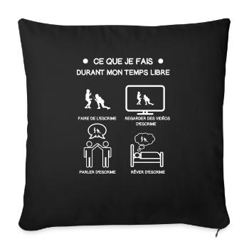 cadeau escrime temps libre - Housse de coussin décorative 45 x 45 cm - noir - Devant