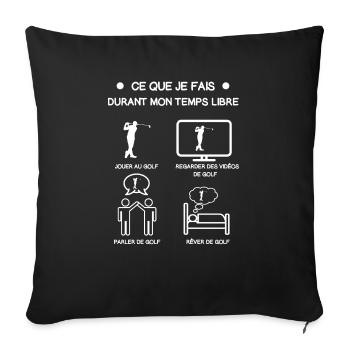 cadeau golf temps libre - Housse de coussin décorative 45 x 45 cm - noir - Devant