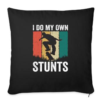 Je fais mes propres cascades Skateboard Skater Skateboard - Housse de coussin décorative 45 x 45 cm - noir - Devant
