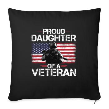 Proud Daughter of A Veteran USA Flag - Sofa pillowcase 17,3'' x 17,3'' (45 x 45 cm) - black - Front