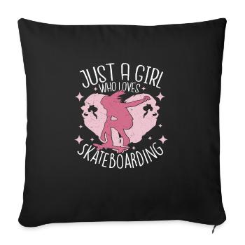 Juste Une Fille Qui Aime Skateboard Skater Skatebo - Housse de coussin décorative 45 x 45 cm - noir - Devant