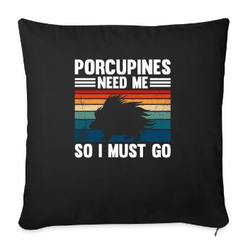Mignon Porc-épic Drôle - Housse de coussin décorative 45 x 45 cm - noir - Devant