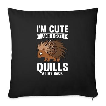 Mignon Porc-épic Drôle - Housse de coussin décorative 45 x 45 cm - noir - Devant
