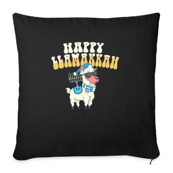 Jewish Hanukkah Happy Llamakkah Chrismukkah Llama - Sofa pillowcase 17,3'' x 17,3'' (45 x 45 cm) - black - Front