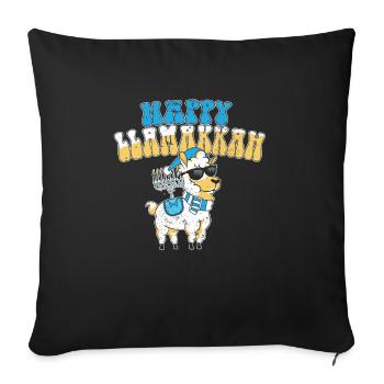 Hanukkah Jewish Costume Happy Llamakkah Llama - Sofa pillowcase 17,3'' x 17,3'' (45 x 45 cm) - black - Front