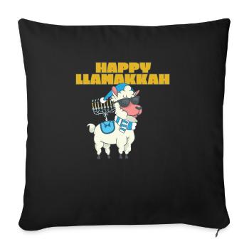 Happy Llamakkah Hanukkah Jewish Chrismukkah Llama - Sofa pillowcase 17,3'' x 17,3'' (45 x 45 cm) - black - Front