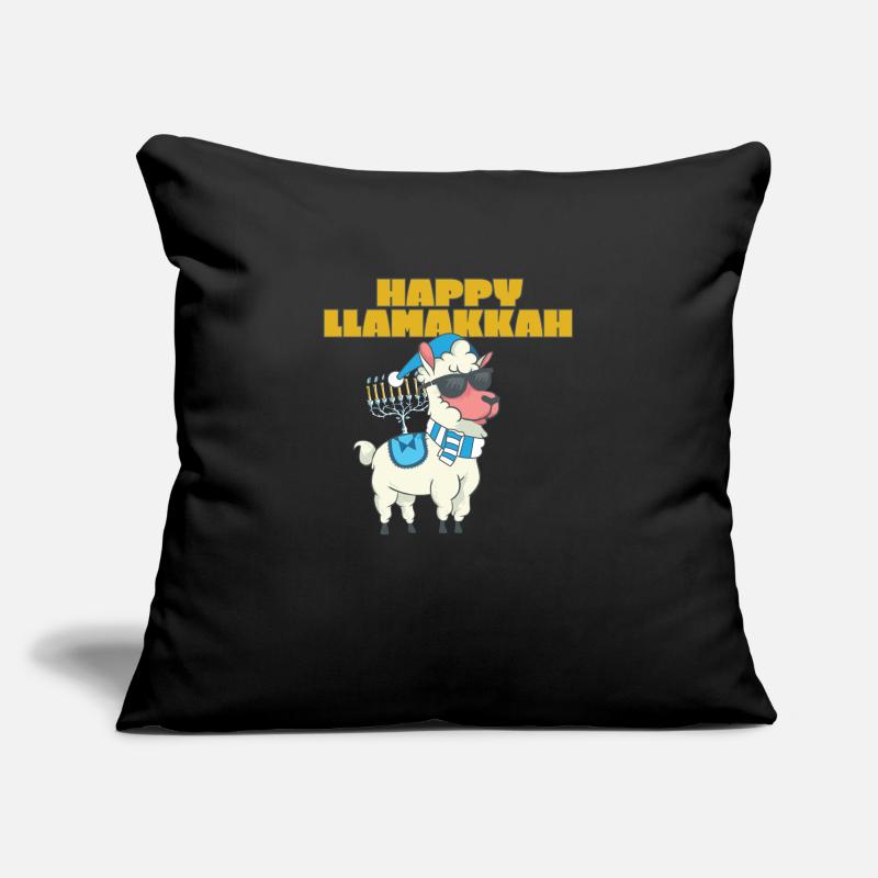 Joyeux lama de Noël juif de Noël de Llamakkah Hanoukka. Housse de coussin décorative 45 x 45 cm