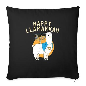 Jewish Hanukkah Happy Llamakkah Chrismukkah Llama - Sofa pillowcase 17,3'' x 17,3'' (45 x 45 cm) - black - Front
