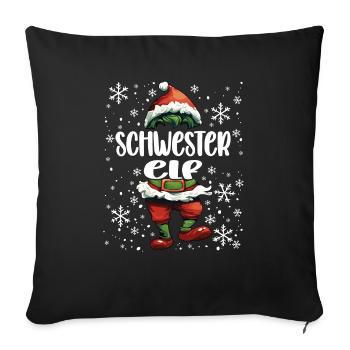 Tenue de Noël Sister Elf - Housse de coussin décorative 45 x 45 cm - noir - Devant