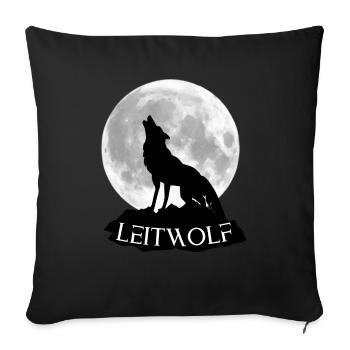 Wolf Vollmond Leitwolf für Ihn Geschenkidee - Sofakissenbezug 45 x 45 cm - Schwarz - Vorne