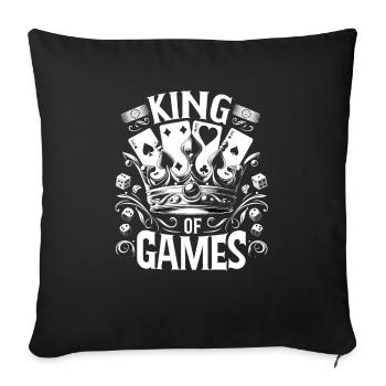 Ruler of the Card Game: Crown and Skat - Sofa pillowcase 17,3'' x 17,3'' (45 x 45 cm) - black - Front
