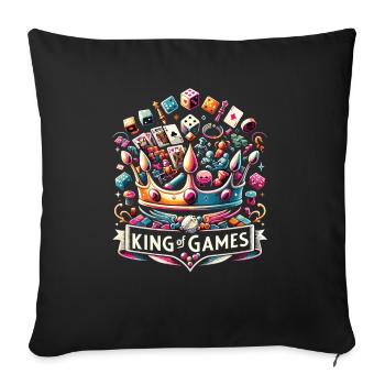 Game Ruler: Crown, Cards and Dice - Sofa pillowcase 17,3'' x 17,3'' (45 x 45 cm) - black - Front