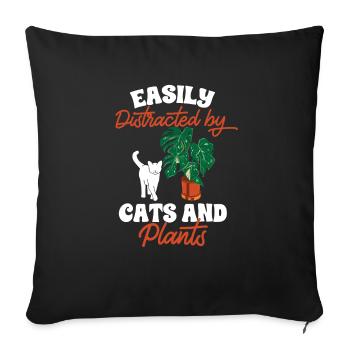 Monstera Deliciosa Albo Botanical Houseplant - Sofa pillowcase 17,3'' x 17,3'' (45 x 45 cm) - black - Front