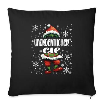 Weihnachtsoutfit Unordentlicher Elf - Sofakissenbezug 45 x 45 cm - Schwarz - Vorne