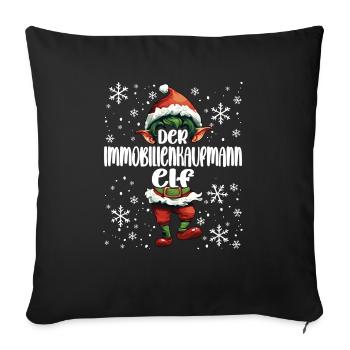 Weihnachtsoutfit Immobilienkaufmann Elf - Sofakissenbezug 45 x 45 cm - Schwarz - Vorne