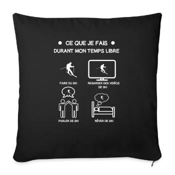 cadeau ski temps libre - Housse de coussin décorative 45 x 45 cm - noir - Devant