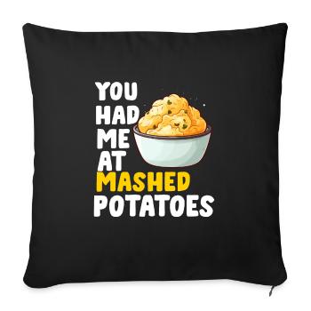Amateur de purée de pommes de terre Nourriture de pommes de terre au beurre drôle - Housse de coussin décorative 45 x 45 cm - noir - Devant