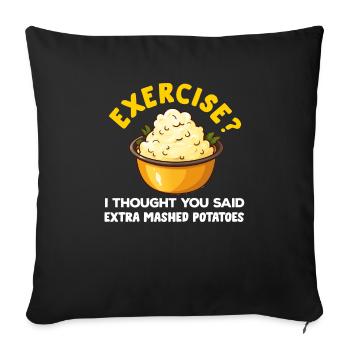 Amateur de purée de pommes de terre Nourriture de pommes de terre au beurre drôle - Housse de coussin décorative 45 x 45 cm - noir - Devant