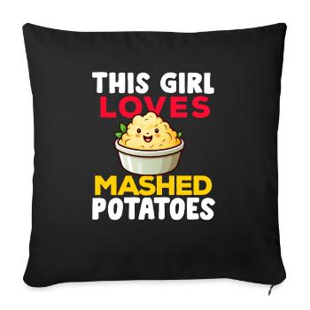 Amateur de purée de pommes de terre Nourriture de pommes de terre au beurre drôle - Housse de coussin décorative 45 x 45 cm - noir - Devant