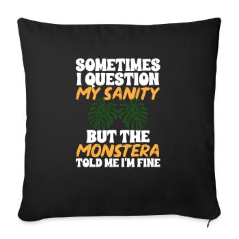 Monstera Deliciosa Albo Botanical Houseplant - Sofa pillowcase 17,3'' x 17,3'' (45 x 45 cm) - black - Front