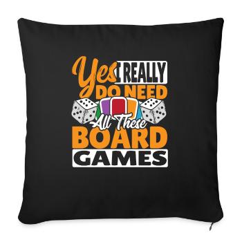 Board Games Game Board Gift - Sofa pillowcase 17,3'' x 17,3'' (45 x 45 cm) - black - Front