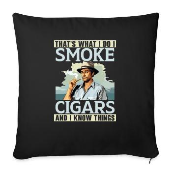Fumer le cigare Fumée de tabac Cigare fumeur de cigarette - Housse de coussin décorative 45 x 45 cm - noir - Devant
