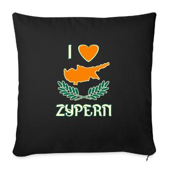 I love Cyprus - Sofa pillowcase 17,3'' x 17,3'' (45 x 45 cm) - black - Front