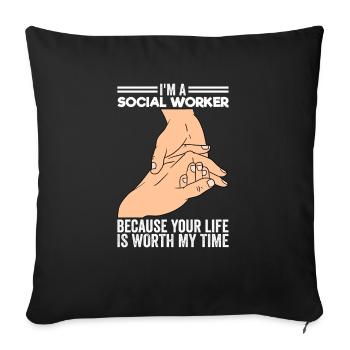 Social Worker Street Worker Street Worker - Sofa pillowcase 17,3'' x 17,3'' (45 x 45 cm) - black - Front