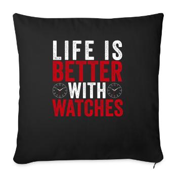 Watch Collector Horologist Collecting Watches - Sofa pillowcase 17,3'' x 17,3'' (45 x 45 cm) - black - Front
