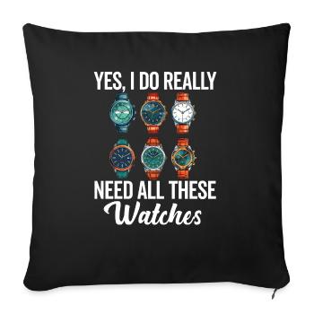 Watch Collector Horologist Collecting Watches - Sofa pillowcase 17,3'' x 17,3'' (45 x 45 cm) - black - Front