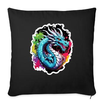 Dragon / Animal / Fire / Mythical Creatures / Fairy Tale - Sofa pillowcase 17,3'' x 17,3'' (45 x 45 cm) - black - Front
