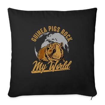 Guinea Pigs Rock My World Rodent Cavy Lover - Sofa pillowcase 17,3'' x 17,3'' (45 x 45 cm) - black - Front