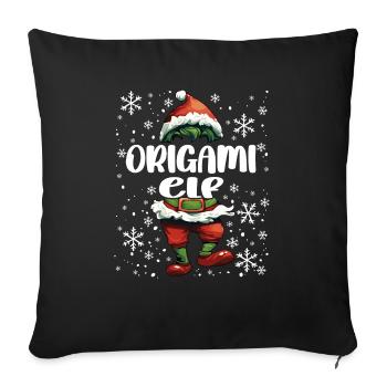 Weihnachtsoutfit Origami Elf - Sofakissenbezug 45 x 45 cm - Schwarz - Vorne