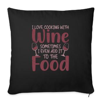 J’adore cuisiner avec un vigneron de cave à vin - Housse de coussin décorative 45 x 45 cm - noir - Devant