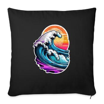 vague - été - vacances - vintage - Housse de coussin décorative 45 x 45 cm - noir - Devant