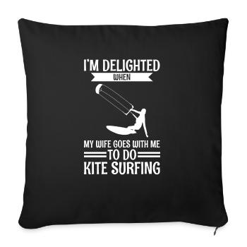 Kiteboarding Kitesurfer Kitesurfing Kiteboarder - Sofa pillowcase 17,3'' x 17,3'' (45 x 45 cm) - black - Front