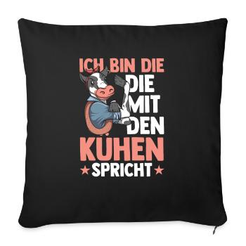 Kuh Bauernhof Kuhbauer Landwirt Rind Kühe - Sofakissenbezug 45 x 45 cm - Schwarz - Vorne