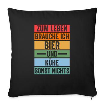 Bier Kuh Bauernhof Kuhbauer Landwirt Rind Kühe - Sofakissenbezug 45 x 45 cm - Schwarz - Vorne