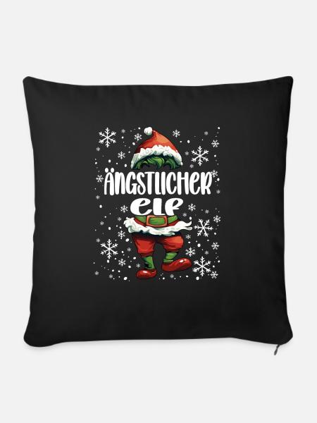Weihnachtsoutfit Ängstlicher Elf - Sofakissenbezug 45 x 45 cm - Schwarz